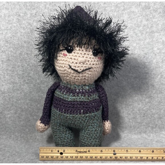 Handmade Crochet Amigurumi Elf Gnome Plush Doll Toy Soft Stuffed Purple Hat Kids - Picture 5 of 9